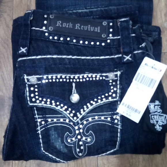 Rock Revival Jeans Women's 30 Easy Boot Embellished Rhinestones NWT 178 USD - Picture 3 of 11